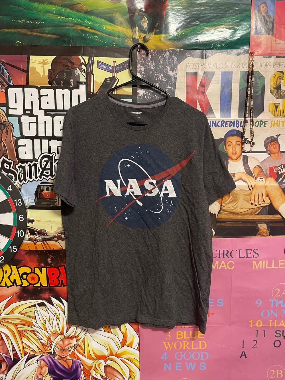 Old Navy Charcoal Men's NASA Graphic Tee with Blue & Red Logo